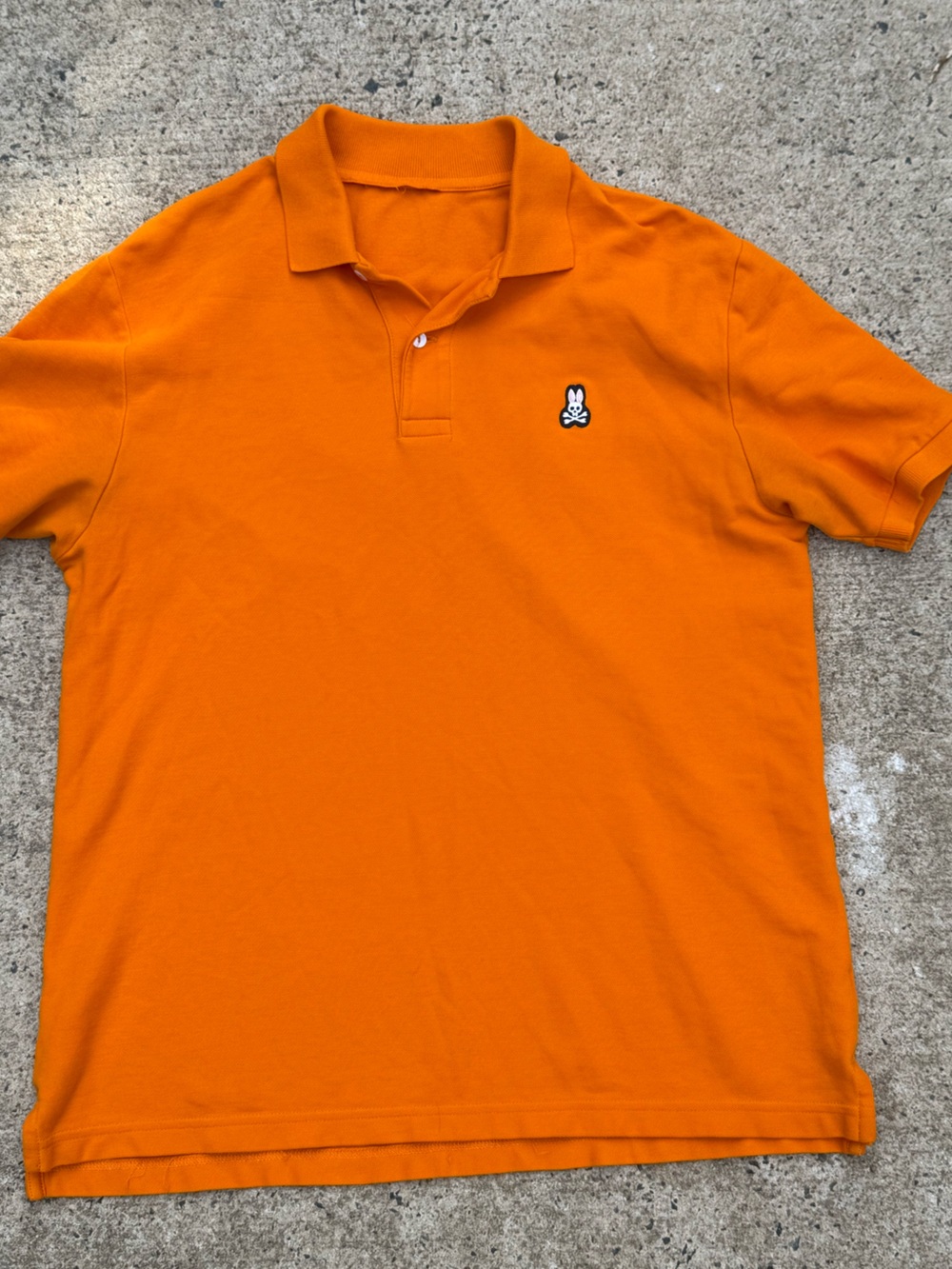 Psycho Bunny Orange V-Neck Polo Sweater with Embroidered Bunny - Picture 6 of 8
